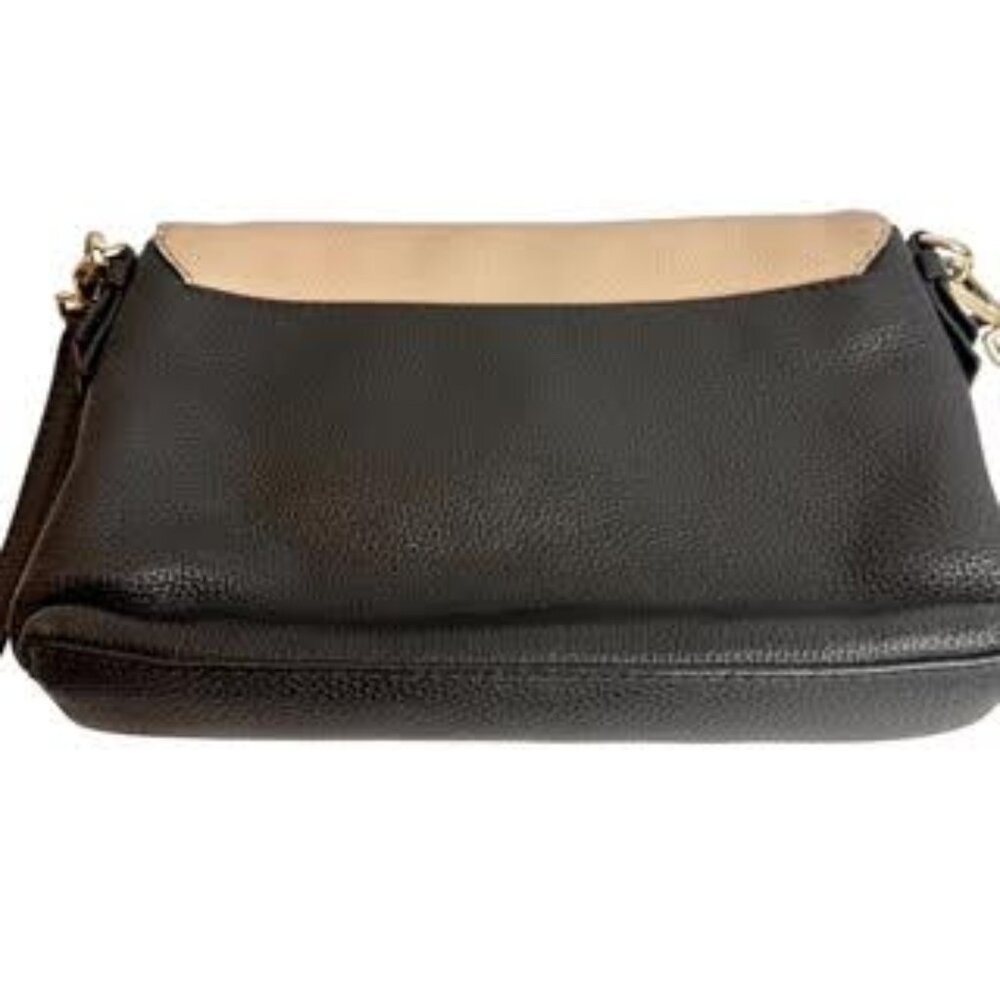 Kate Spade Black & Cream Pebbled Leather Shoulder Bag Crossbody Adjustable Strap - Picture 5 of 13
